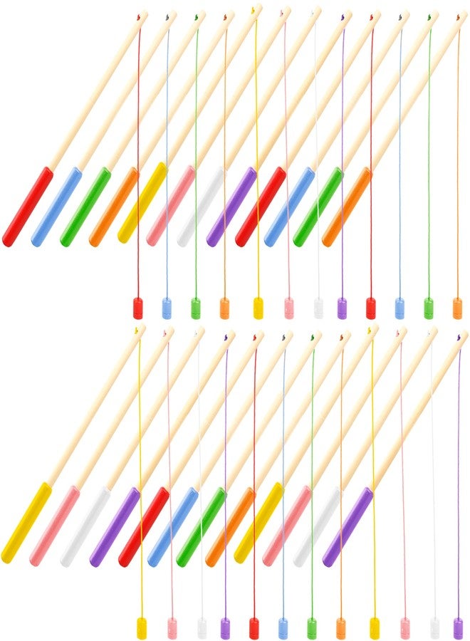 Feradny 24 Pcs 10 Inch Kids Magnetic Fishing Poles Wooden Magnetic Fishing Rods Colorful Wooden Fishing Games for Kindergarten Boys Girls Fishing Game Birthday Gifts, 8 Colors - Image 1